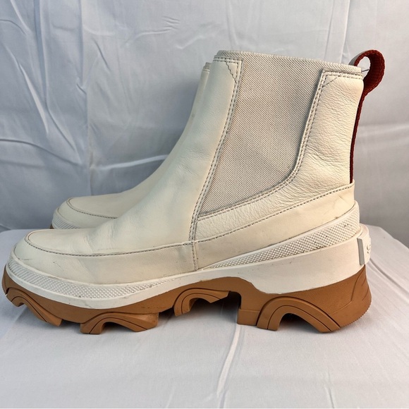 Sorel Women's Brex Chelsea Boots Size 8.5 Natural Waterproof Cream Chunky Soul - Picture 2 of 9